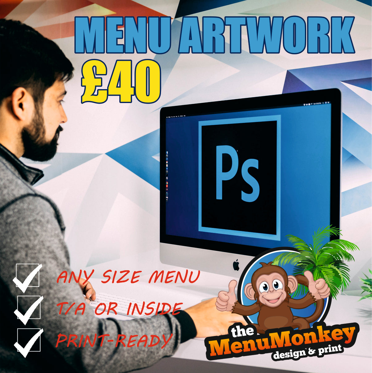 MENU MONKEY ARTWORK - Compatible With All Menu Listings