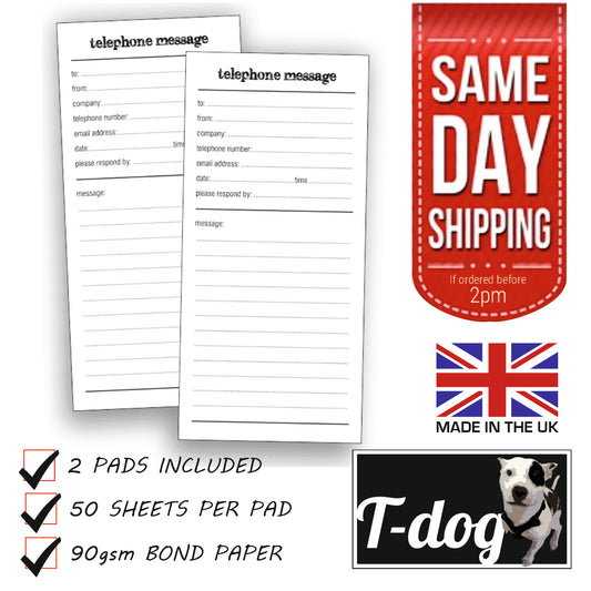 2x TELEPHONE MESSAGE PADS