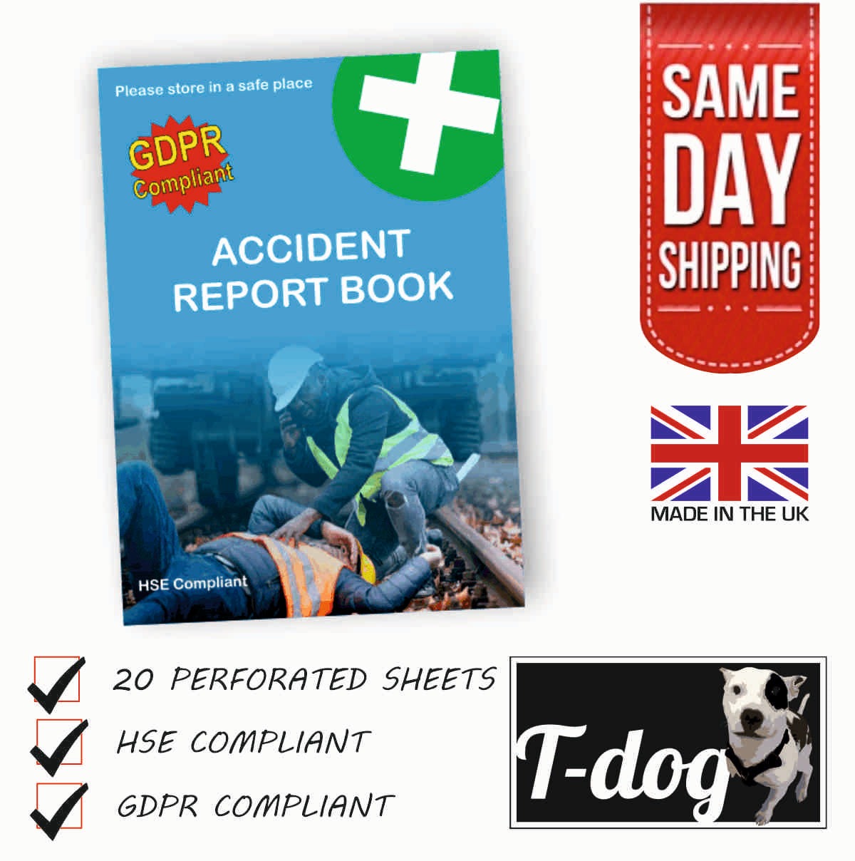 GDPR First Aid Accident Report/Record Book