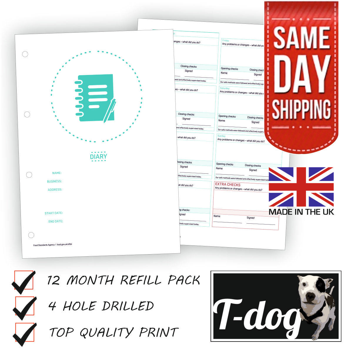 Safer Food Better Business Diary Refill Pack