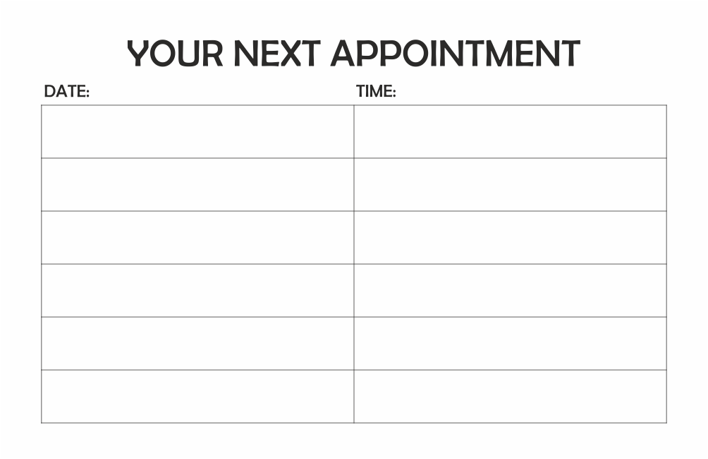 Nail Bar Appointment Cards x 250 / x 500