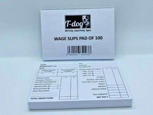 Wage Slips x 2 Pads of 100 sheets