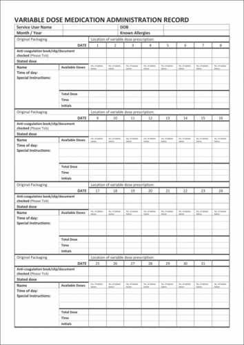 Home Care Report Book - Caring for the Elderly - Medication Record, Meals Record